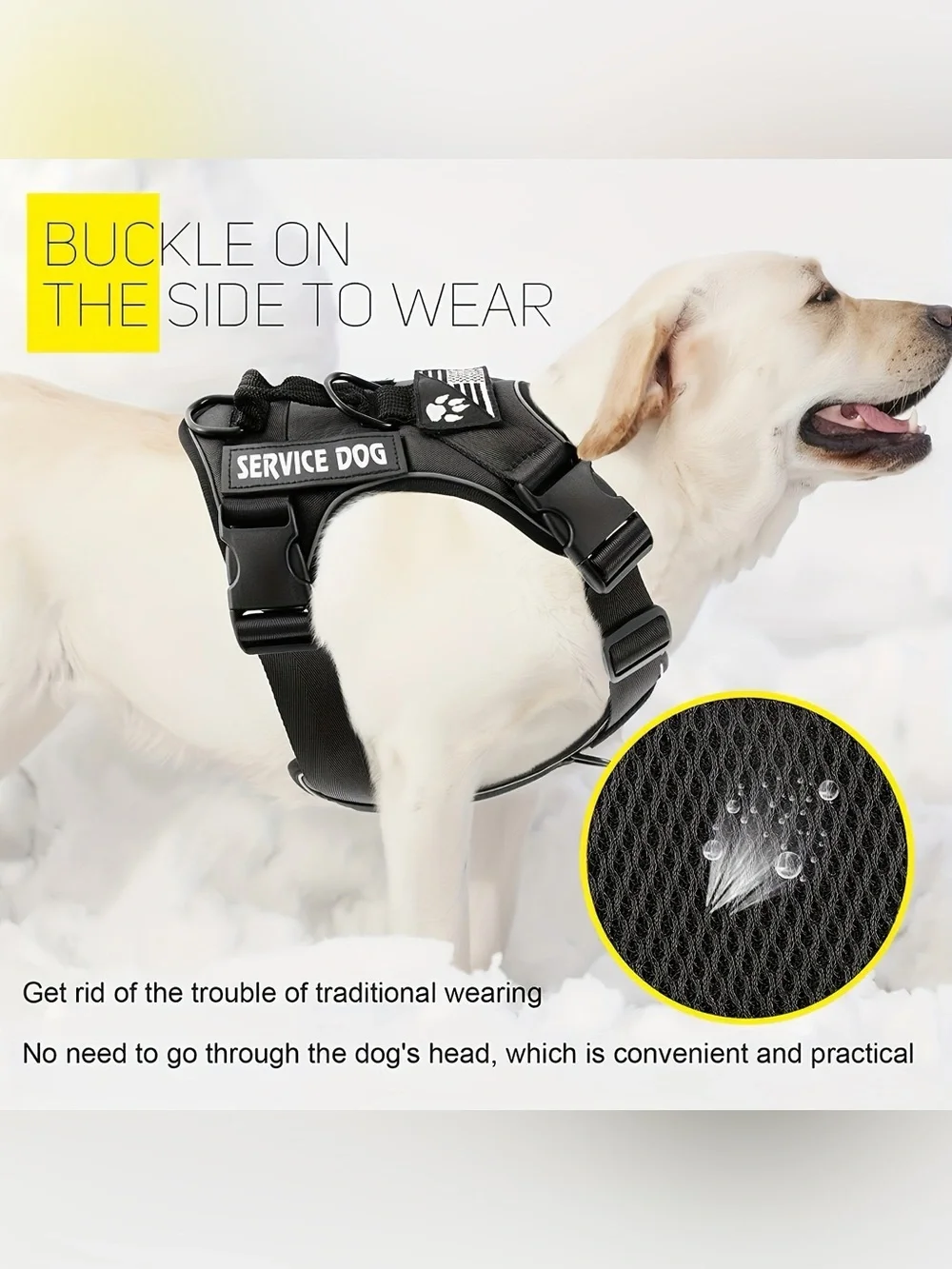 Black No-Pull Reflective Dog Harness with USA Patch